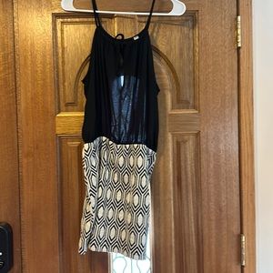 Black and white mini dress, sheer on top